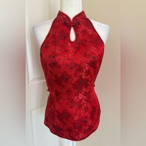 Elegant Red Sleeveless Blouse